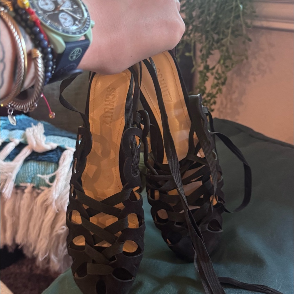 SCHUTZ Black Strappy Sandals